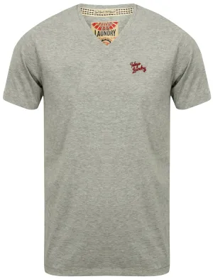 Mens V-Neck T-Shirt in Light Grey Marl - Tokyo Laundry