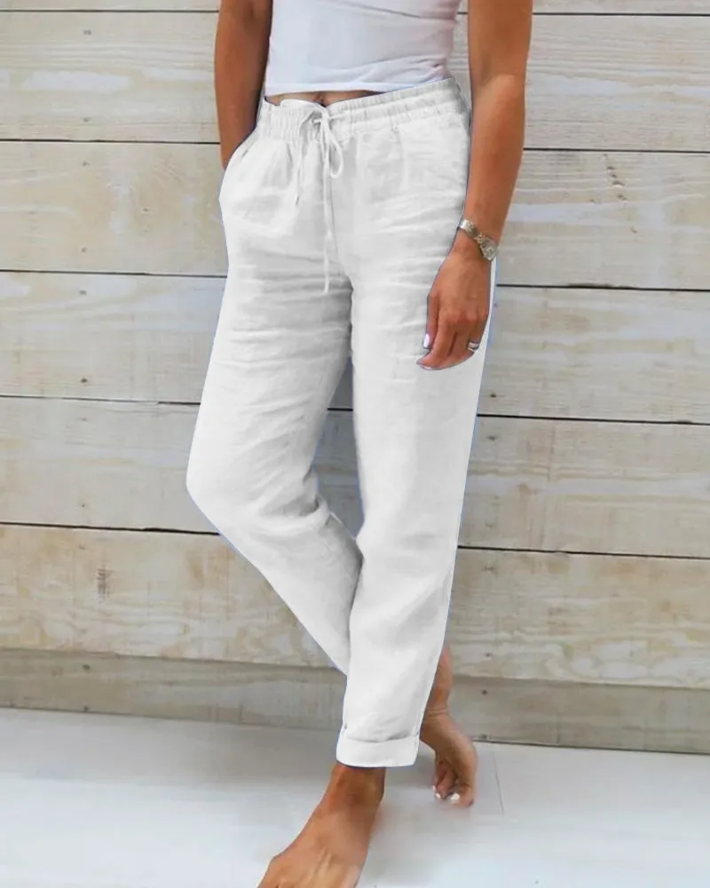 Monica | Elasticated trousers made of cotton and linen