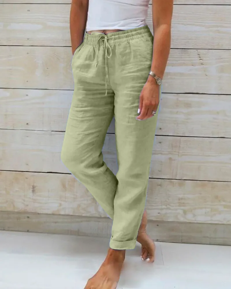 Monica | Elasticated trousers made of cotton and linen