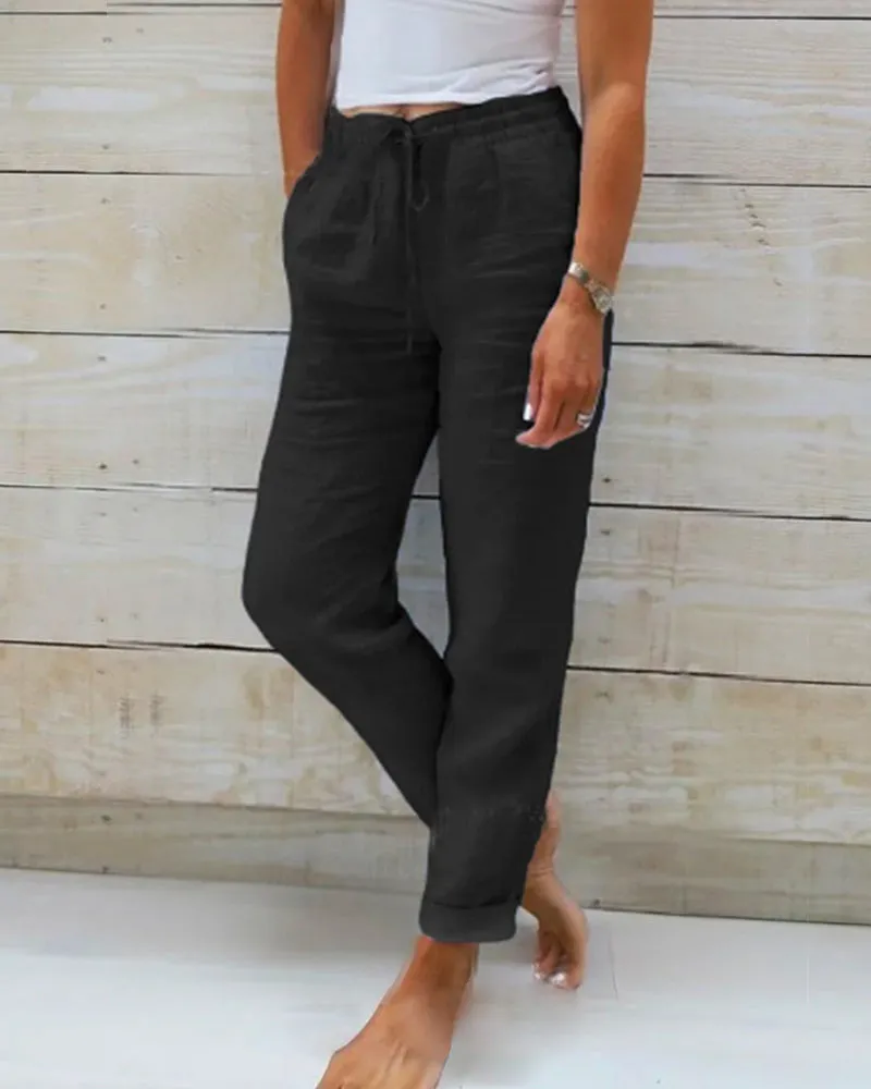Monica | Elasticated trousers made of cotton and linen