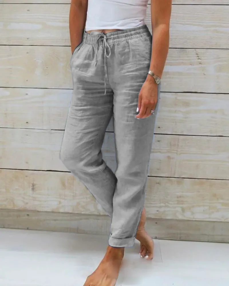 Monica | Elasticated trousers made of cotton and linen