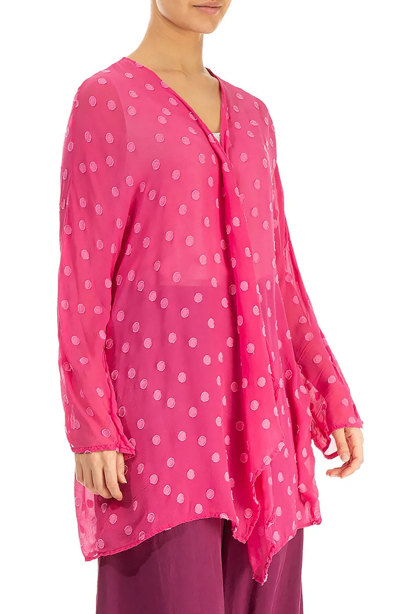 Open Type Dotty Hot Pink Silk Jacket