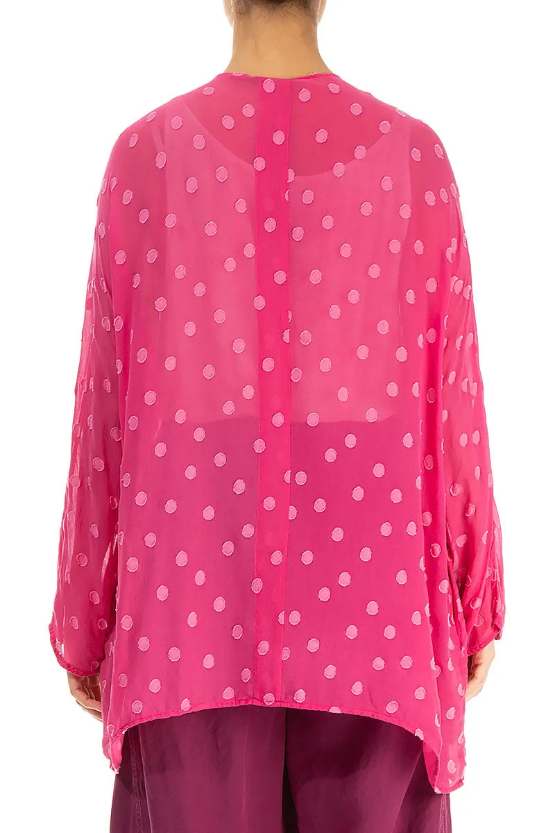 Open Type Dotty Hot Pink Silk Jacket