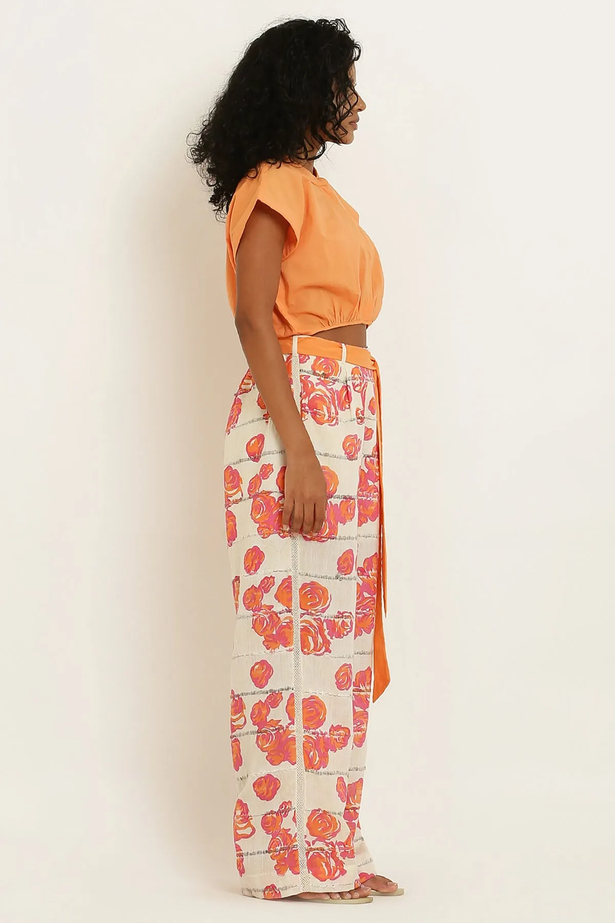 Orange Pure Cotton Crop Shirt