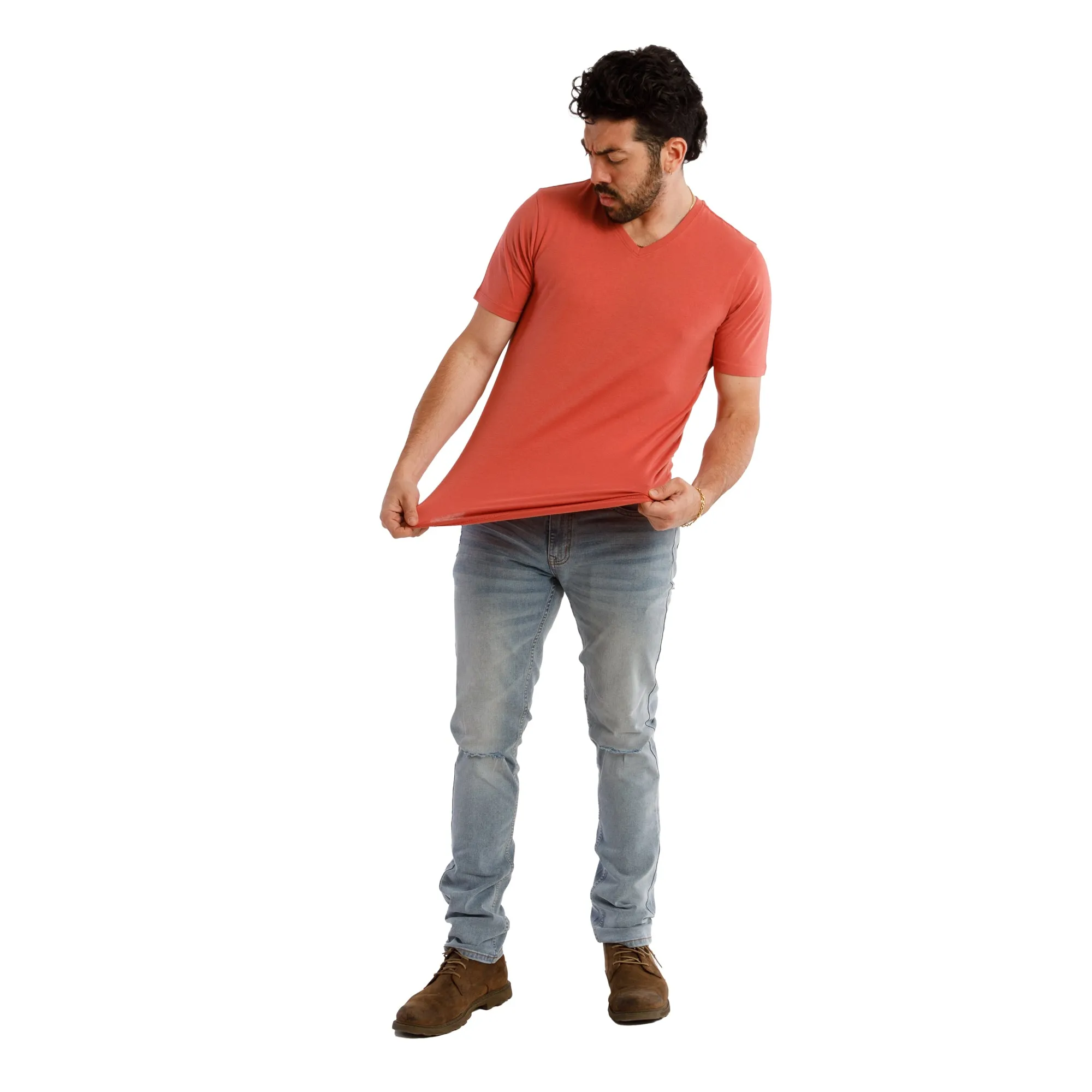 Organic V-Neck T-Shirt / Nantucket Red