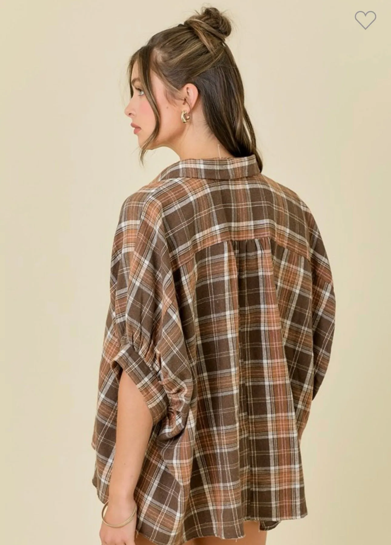 Plaid Over Sized Button Down Top