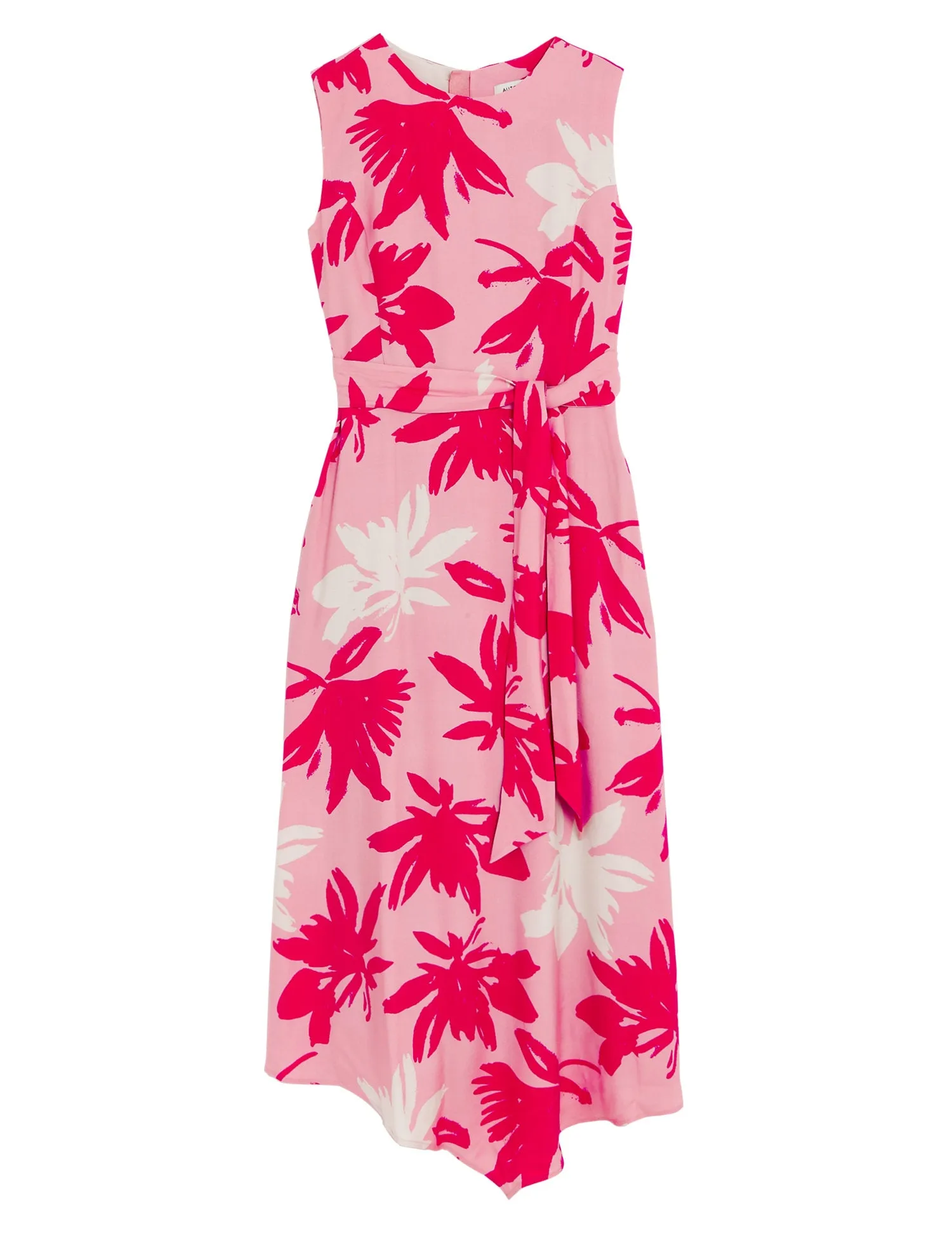 Printed Round Neck Midi Shift Dress