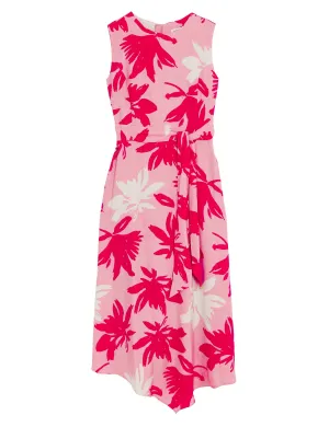 Printed Round Neck Midi Shift Dress