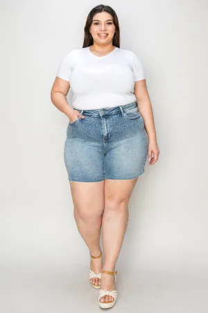 "Bling- Decor" High Waist Denim Shorts