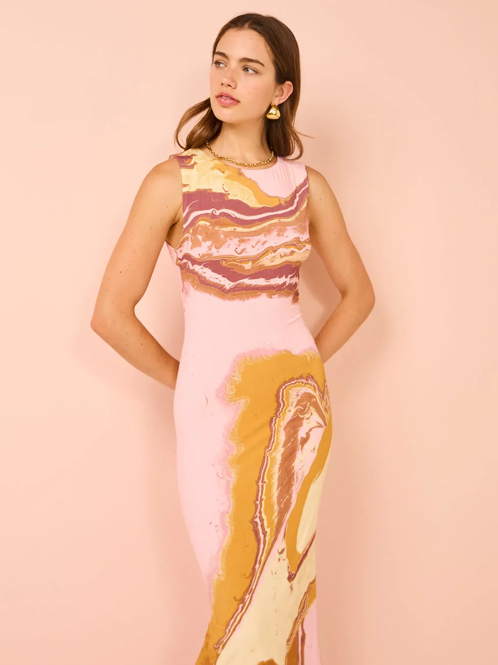 Sovere Molten Midi Dress in Pink