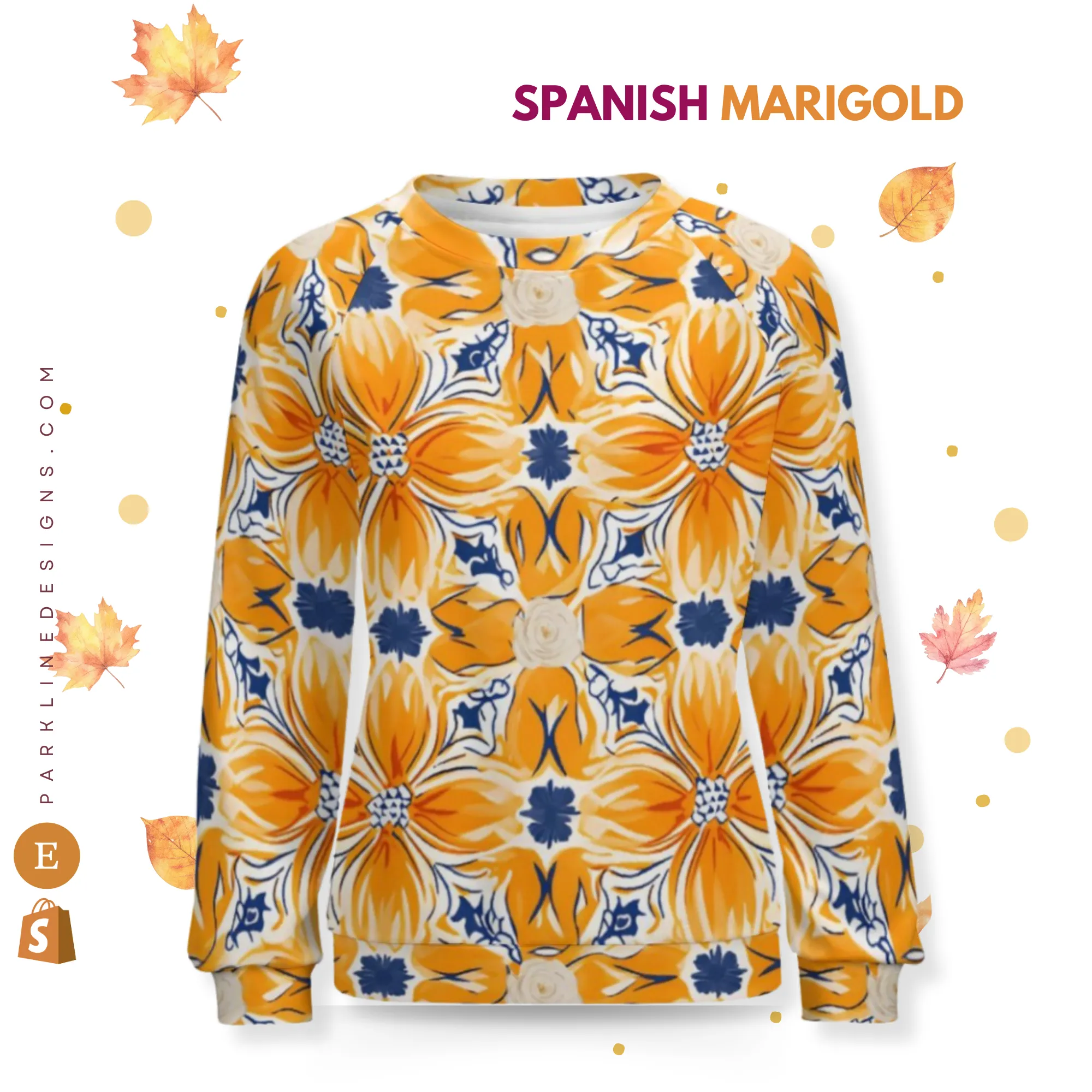 Spanish Marigold | Women's Raglan Crewneck Sweatshirt | Cozy Autumn & Winter Crewneck