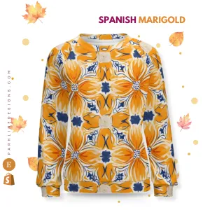 Spanish Marigold | Women's Raglan Crewneck Sweatshirt | Cozy Autumn & Winter Crewneck