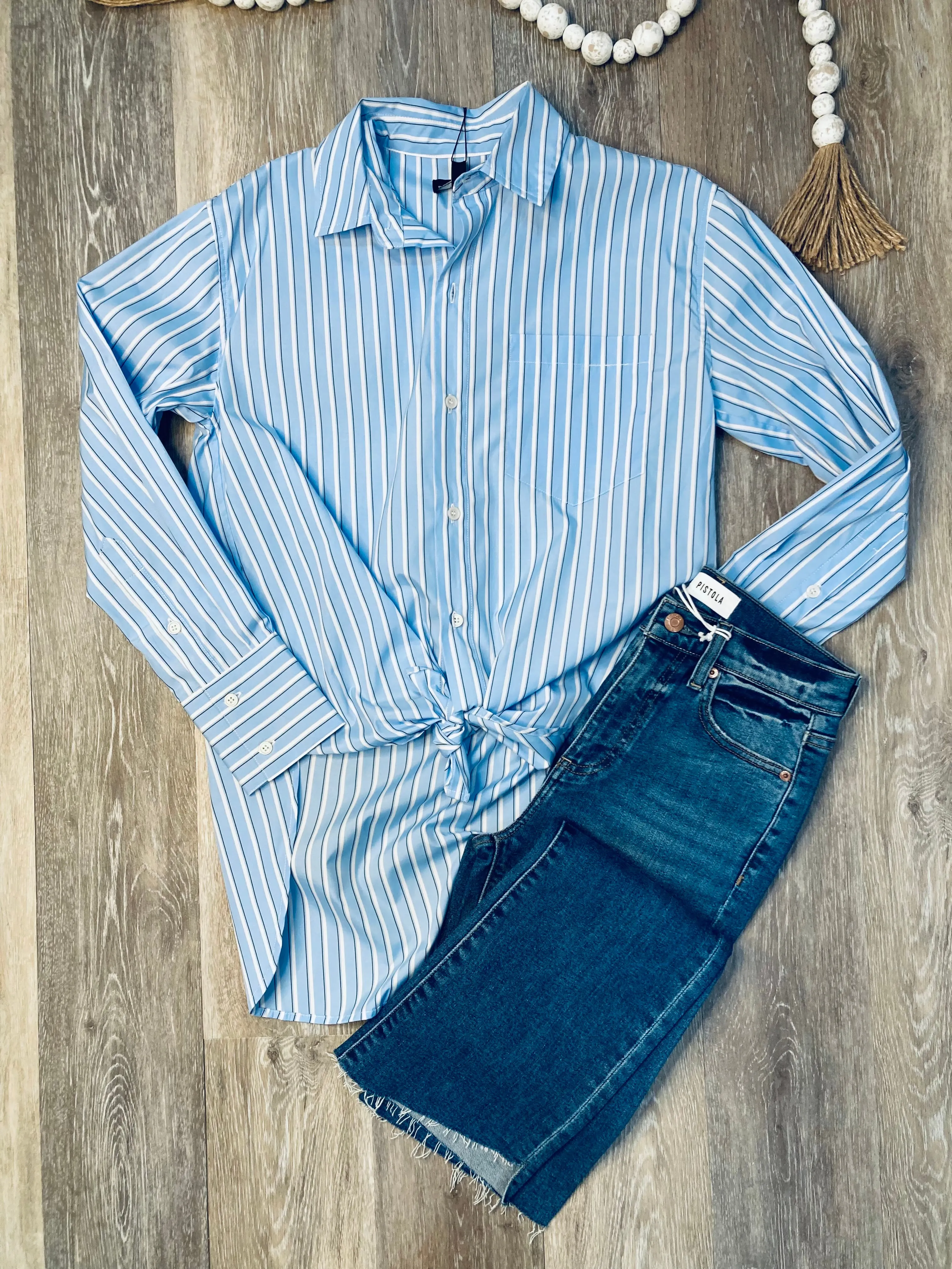 STE Autumn Top in Blue & White Stripe