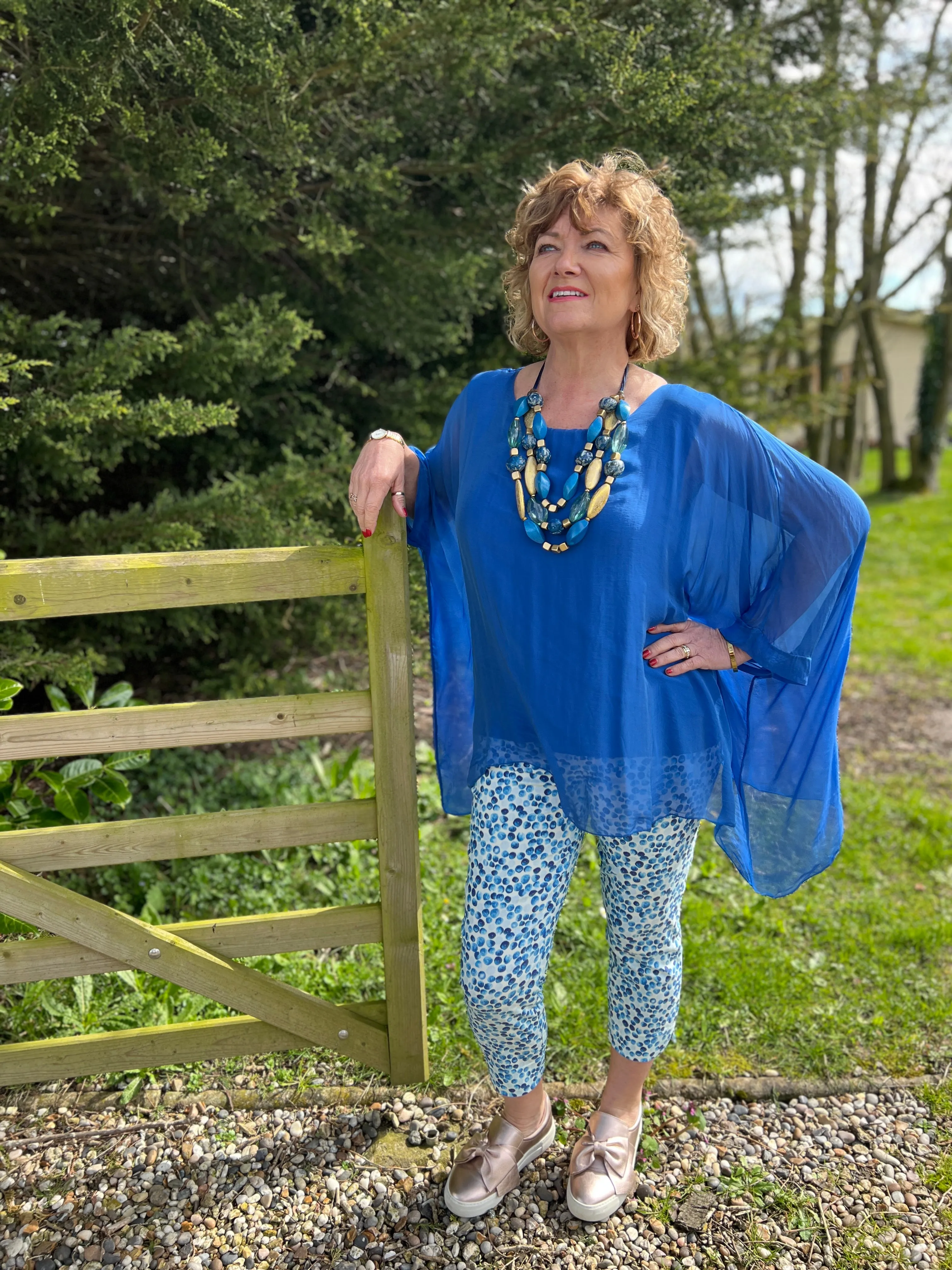 Stehmann Blue Slim Printed Trouser - Lolo-600