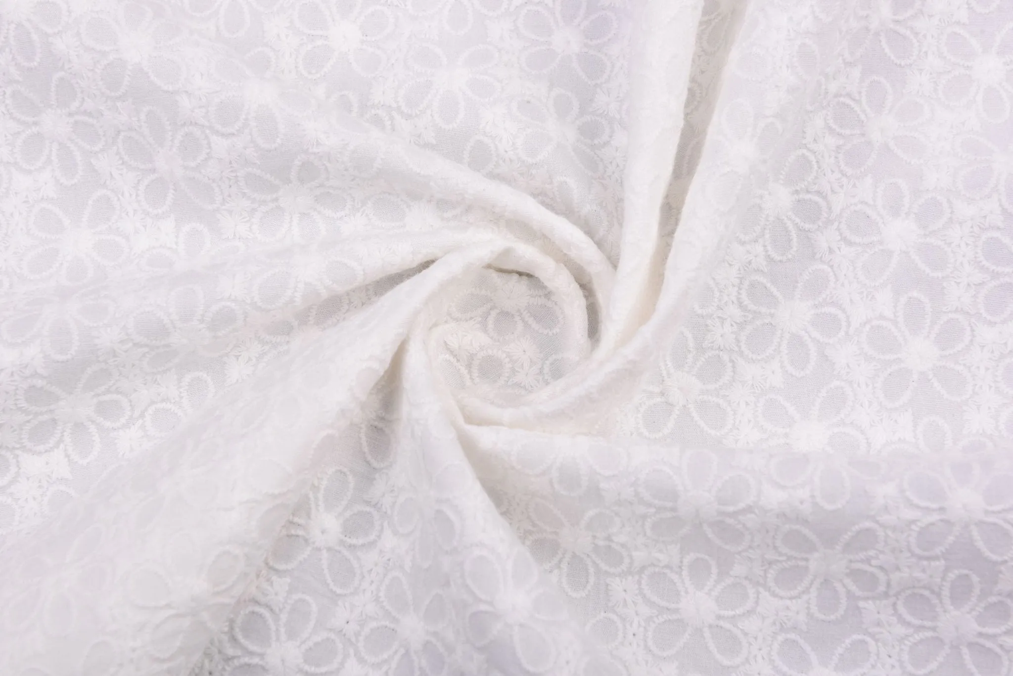 Stretchy Cotton Poplin Eyelet Embroidery Fabric