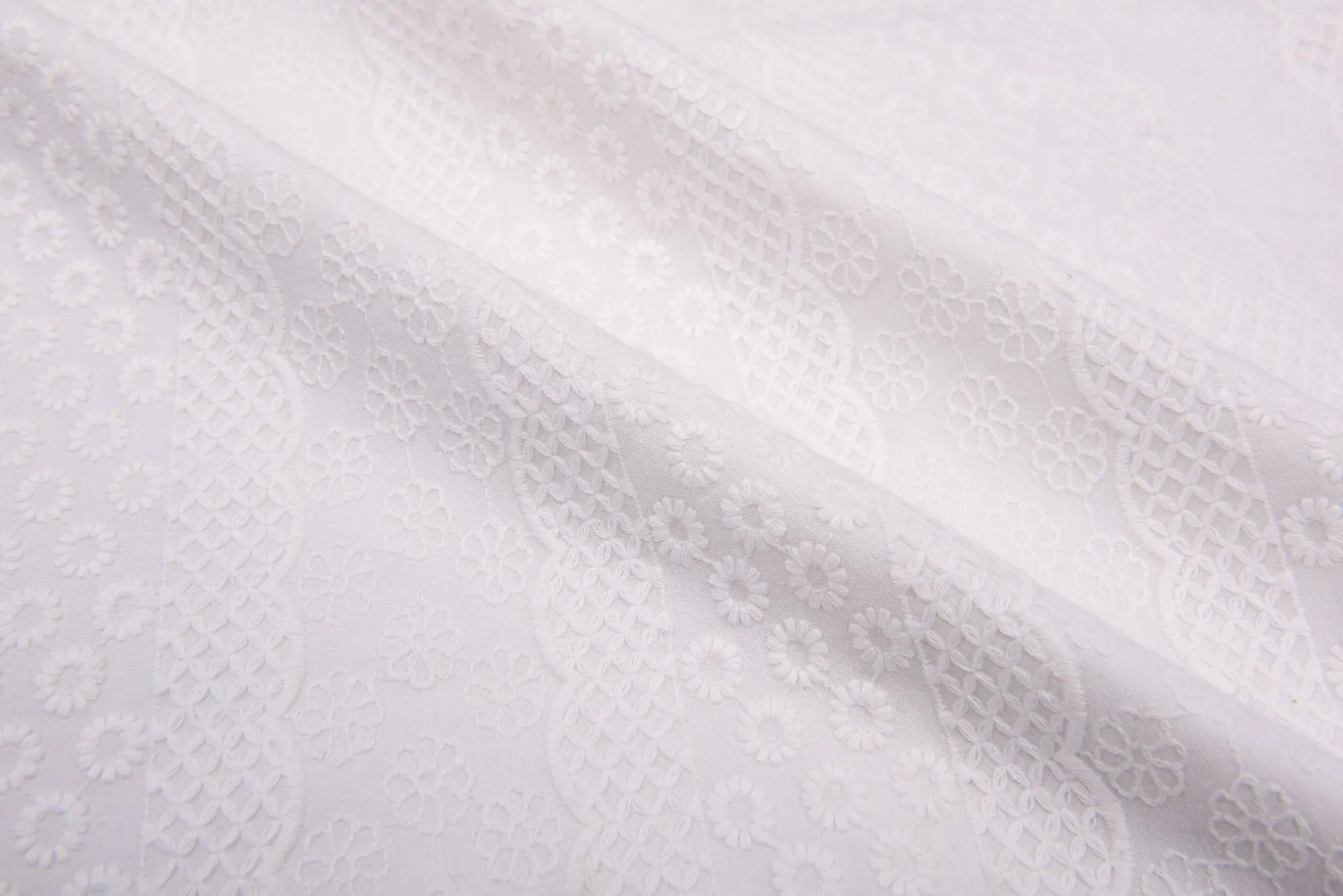 Stretchy Cotton Poplin Eyelet Embroidery Fabric