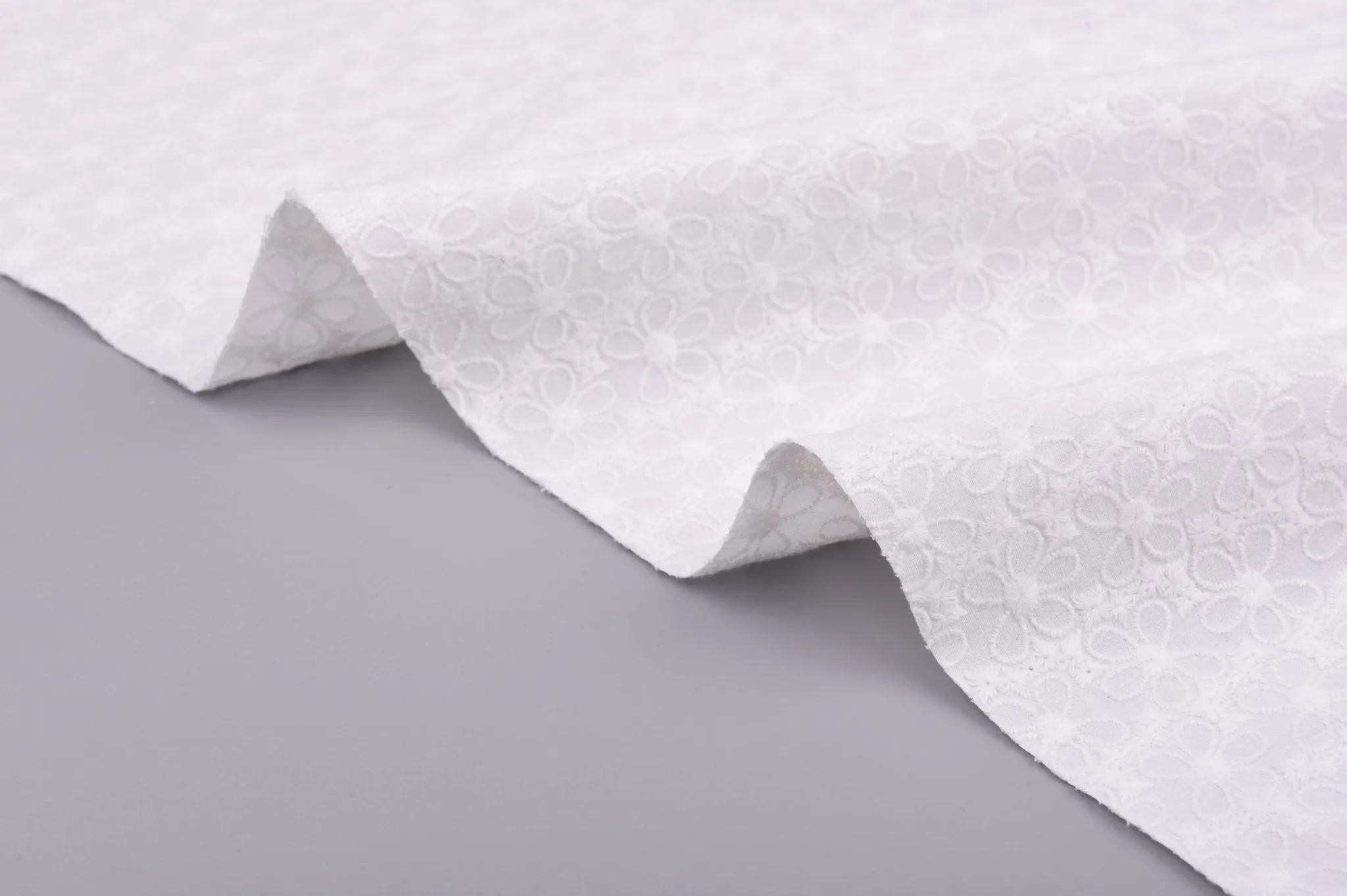 Stretchy Cotton Poplin Eyelet Embroidery Fabric
