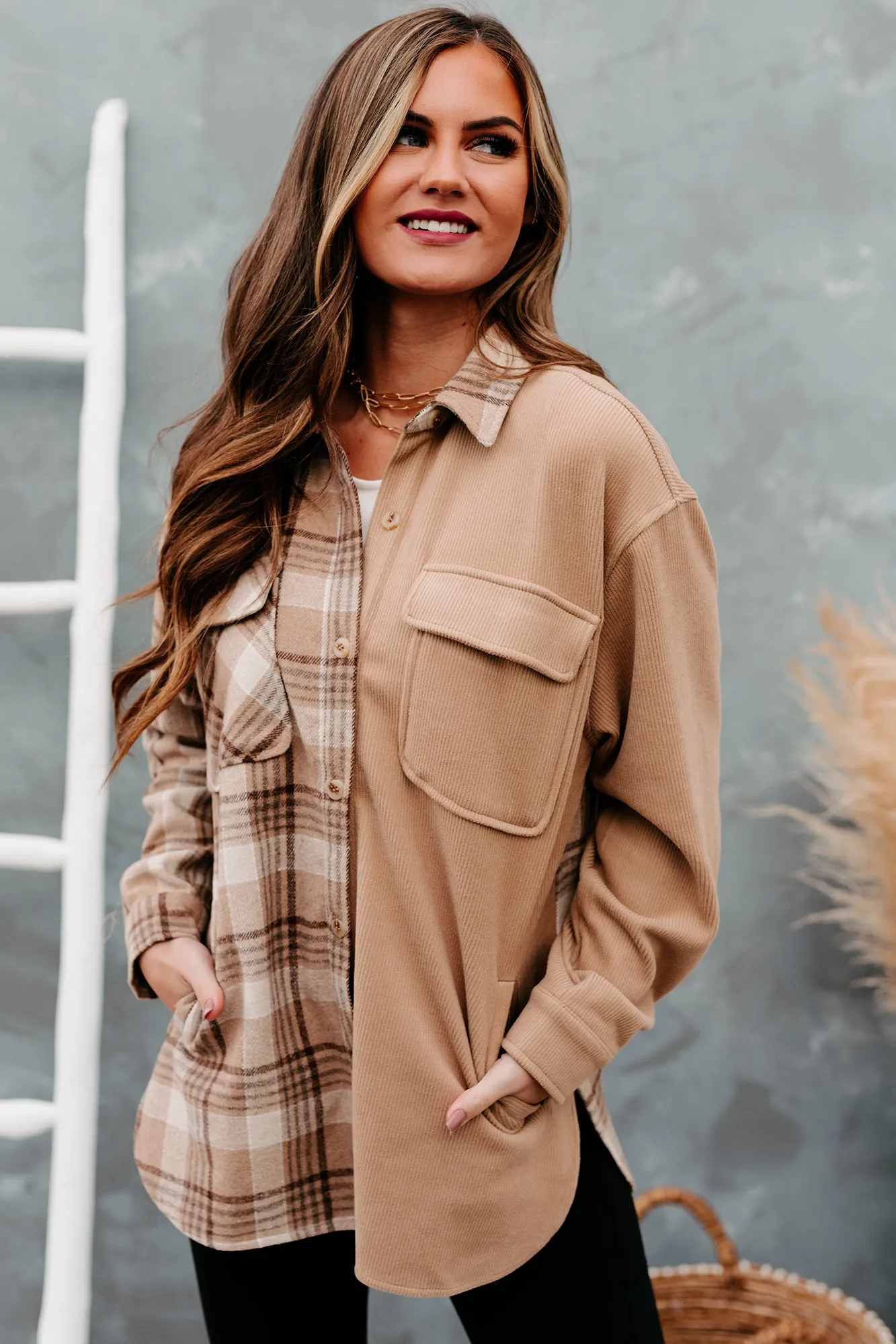 Switching Sides Flannel & Corduroy Button-Down (Camel)