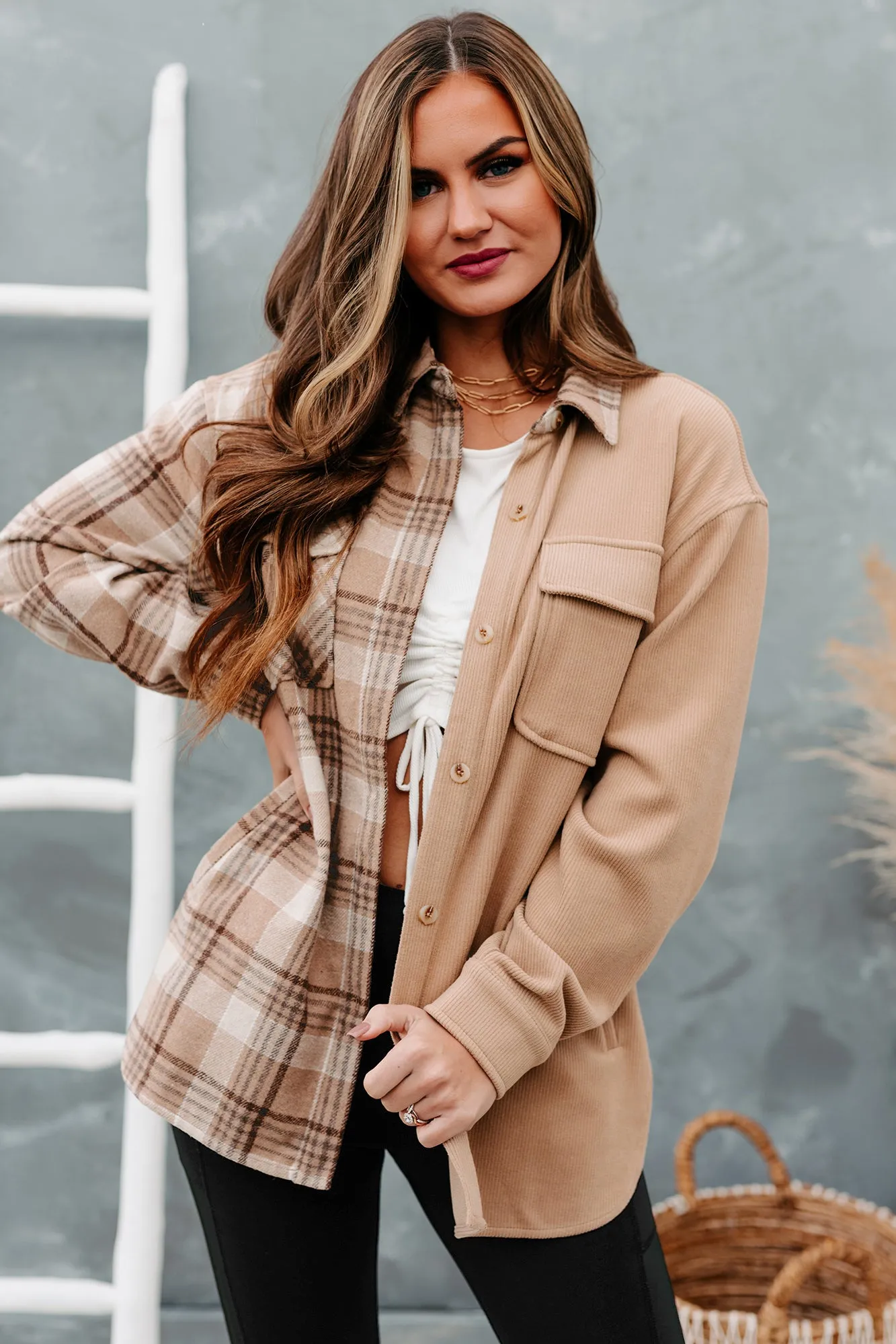 Switching Sides Flannel & Corduroy Button-Down (Camel)