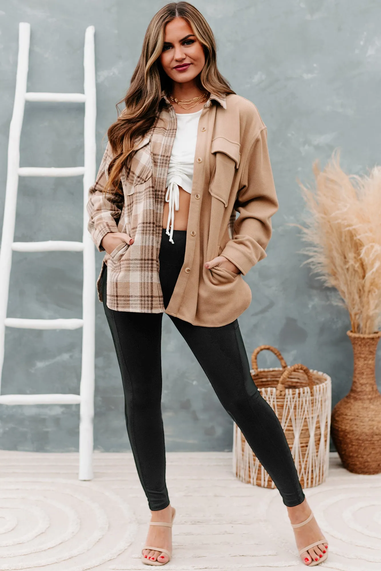 Switching Sides Flannel & Corduroy Button-Down (Camel)
