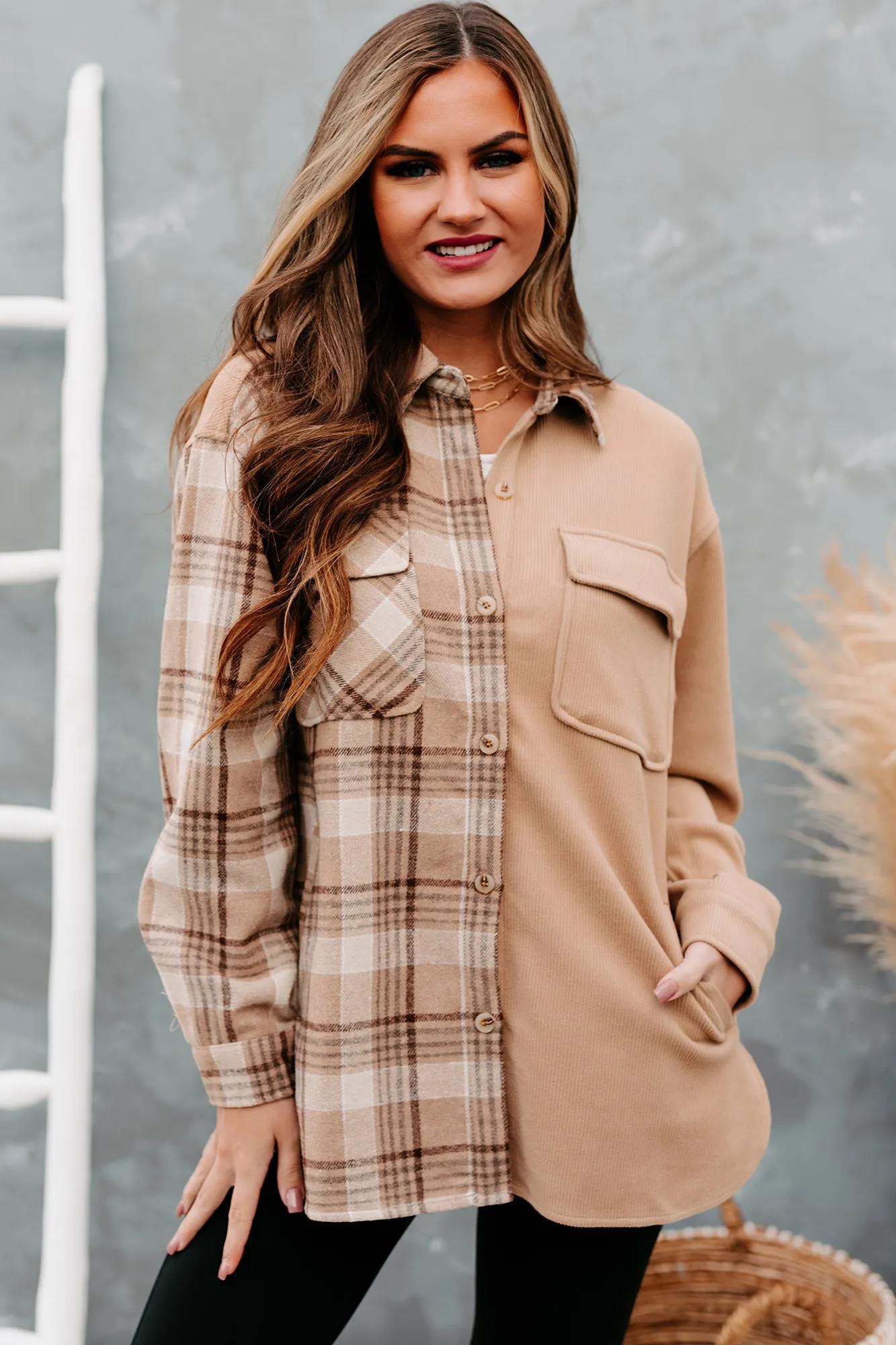 Switching Sides Flannel & Corduroy Button-Down (Camel)
