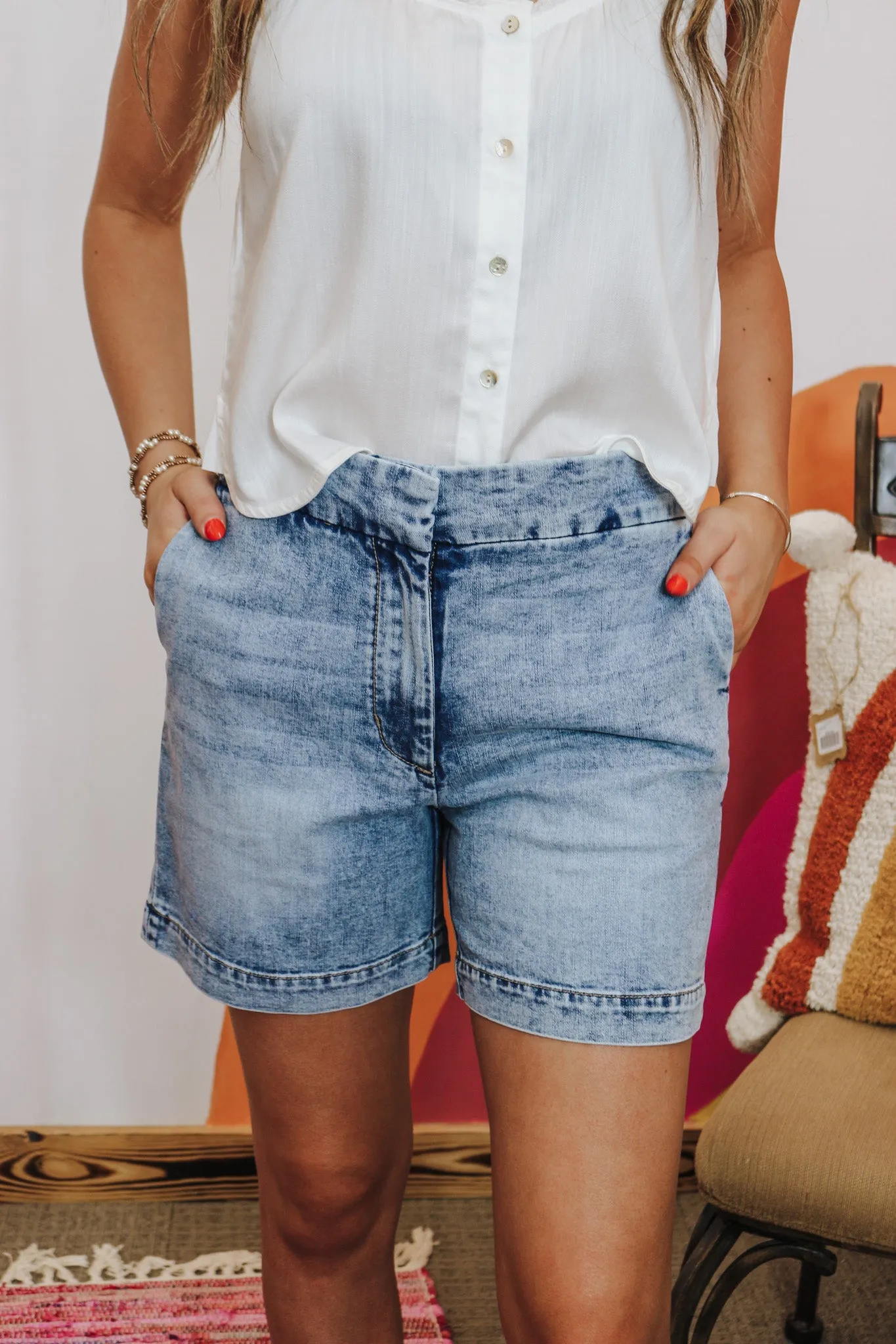 Tonya High Rise Blue Denim Shorts