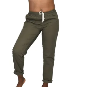 Vuori Vintage Ripstop Pants Green Army Olive Cuffed Ankle Crop Cotton Drawstring Pull On Size XS