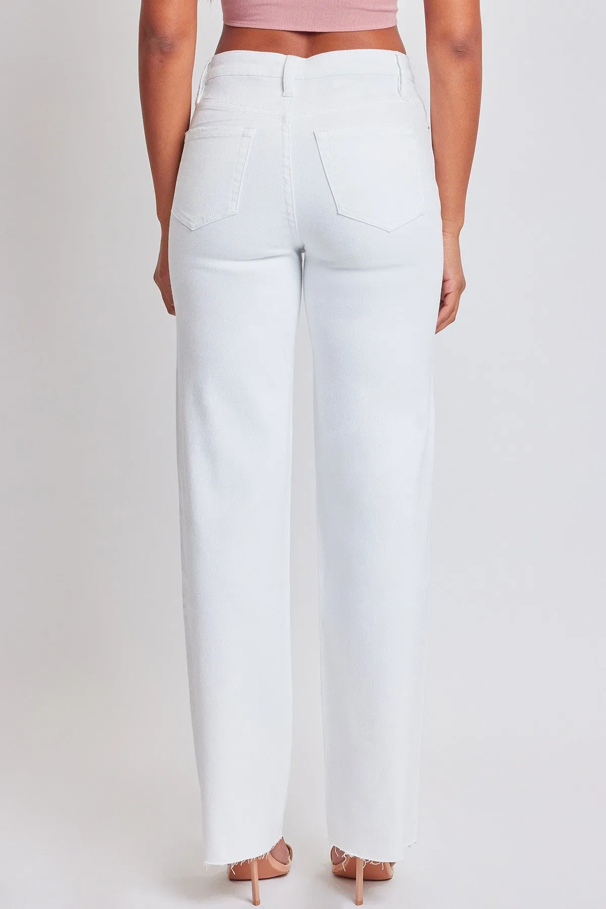 White Raw Hem Wide Leg Jeans