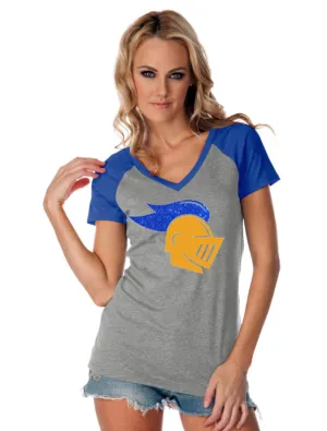 Womens Jersey Contrast V Neck Raglan Short Sleeve Tee-k
