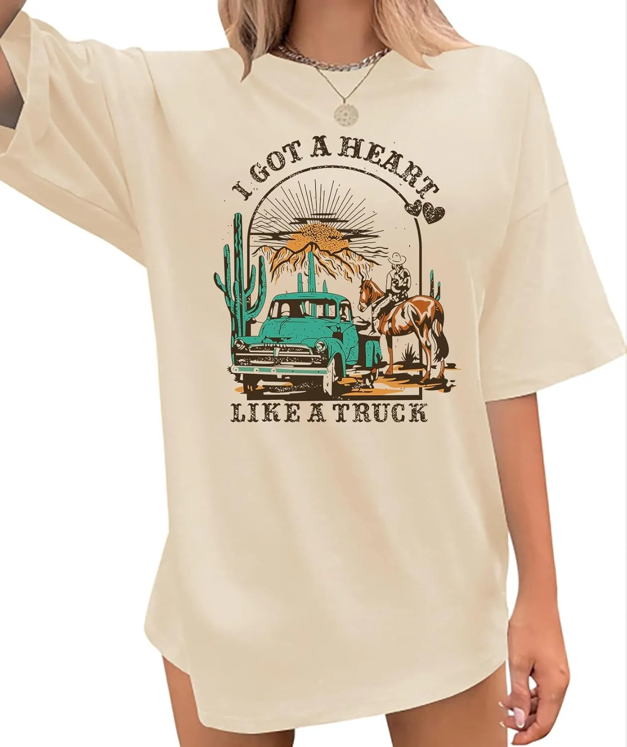 Women's Oversized Shirts Western Cowboy Shirts Vintage Graphic Tops Nashville Music Tees Retro Steer Skull Shirt