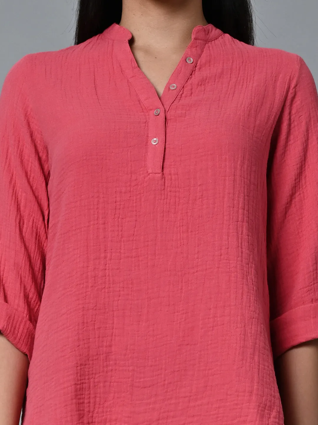 Women's Pink Cotton Regular Fit Blouse